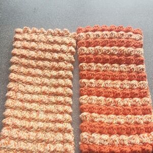 Handmade Crocheted swifter covers. Reusable.  Set of 2 Orange and Beige